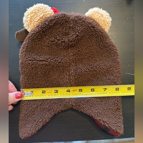 Teddy Bear Brown Kids Toddler Winter Hat and Glove Set Mitten Plaid NWT - Picture 9 of 9